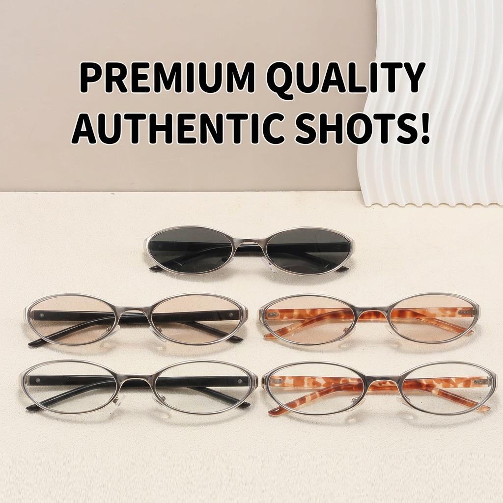 Vintage Oval Small Frame Metal Sunglasses For Women Uv400 Protection Retro Trendy Narrow Sunglasses For Outdoor Cycling Driving