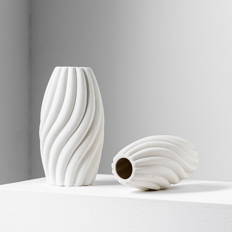 Art Striped Vase Ceramic Hydroponic Vase Flower Arrangement Home Decor Desktop Ornaments Garden Decoration
