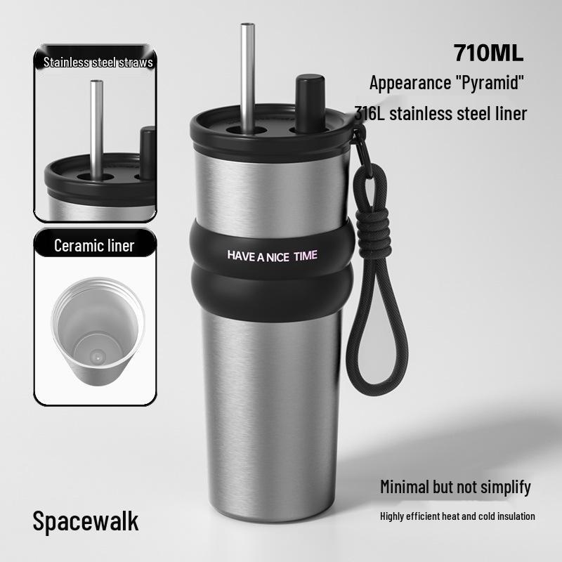 316 Stainless Steel Insulated Travel Mug - Large Capacity Straw Cup for Men & Women
