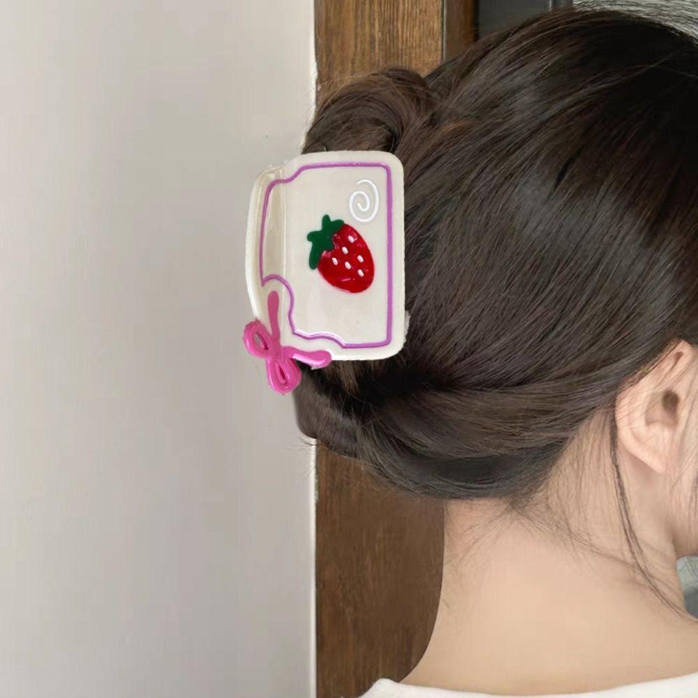 Sweet Cartoon Hair Claw Cute Acetic Acid Shark Clip Kawaii Strawberry Grab Clamps  Travel