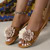 French Flat-bottomed Flower Slippers Women's Shoes Wear 2025 New Summer Round Head Holiday Cool Slippers