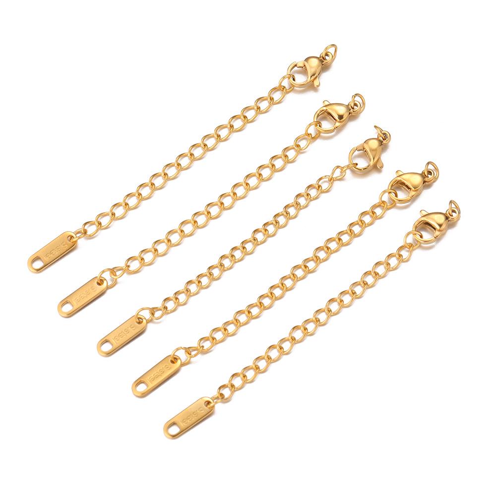 Stainless Steel & Titanium Necklace Extension with Lobster Clasp & Beaded Tail - DIY Accessory Set
