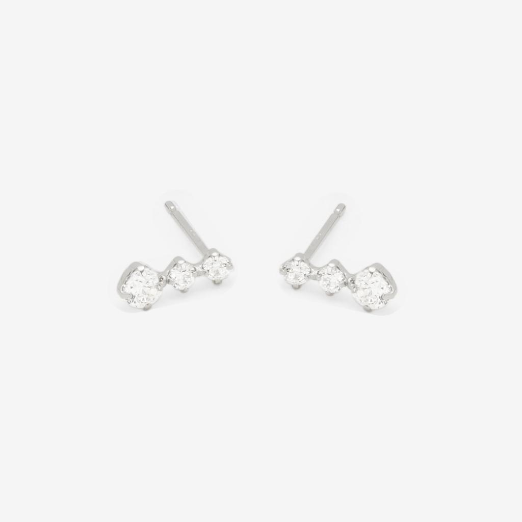 ESTELLE [Official] Women's Earrings, 10K White Gold, Cubic Zirconia, 0222-9386-0019-0000