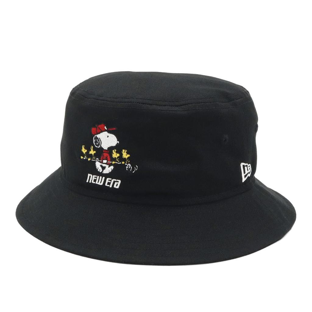 [New Era] Golf Bucket Hat, Cotton, Snoopy Collaboration, Black, ML, GF BUCKET01 PEANUTS BLK