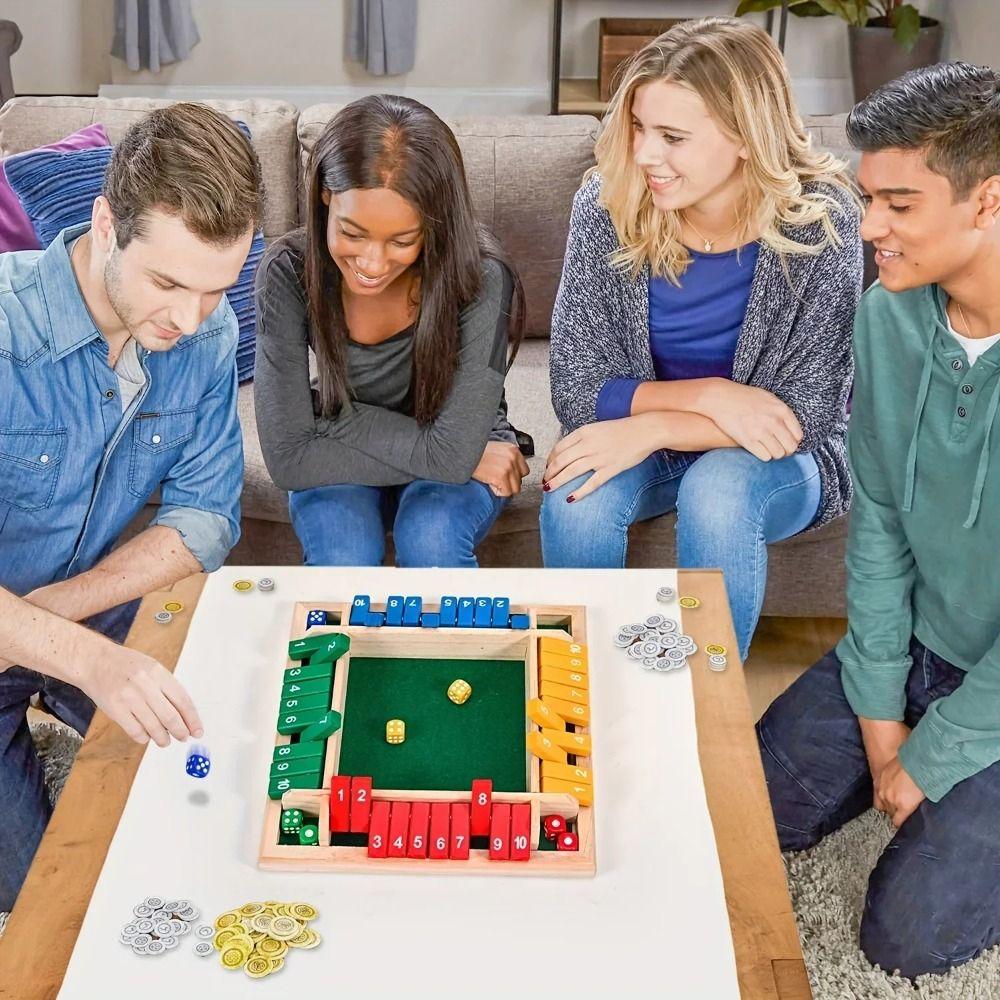 Developing Intelligent Table Board Game Toy Shut The Box Four-Sided Flip Card Game  Family Party