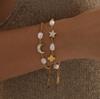 European and American Star Moon Bracelet Female Irregular Design Sense Pearl Light Luxury Versatile Commuting Does Not Fade Titanium Steel Jewelry
