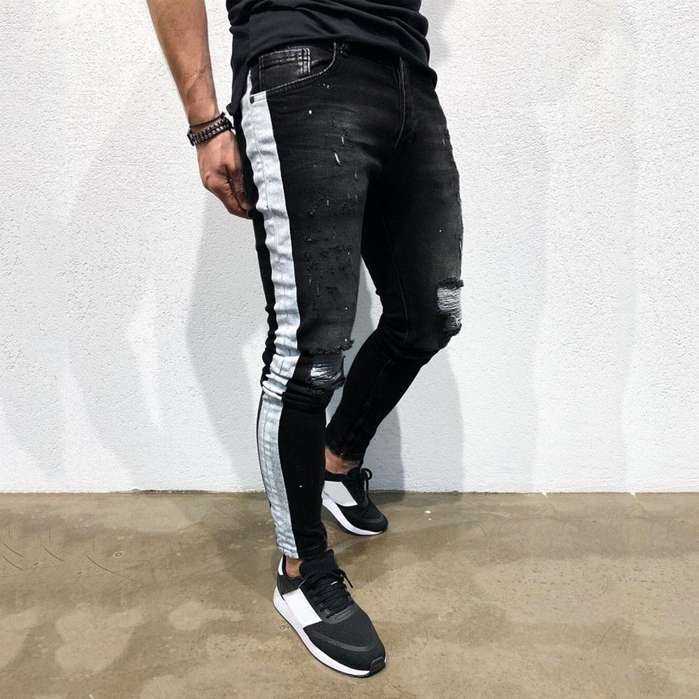 Buy Men Denim Ripped Hole Jeans Side 