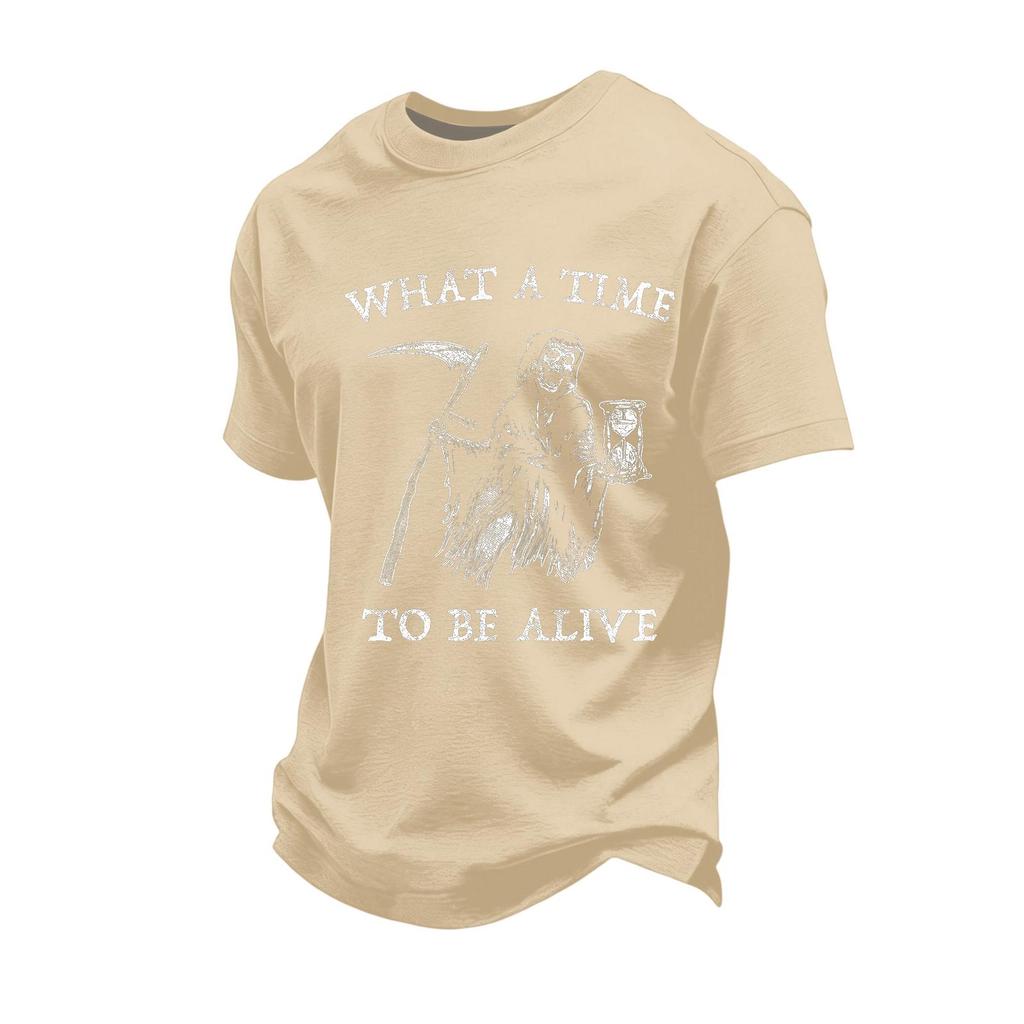 Men's Casual Loose Fit Short Sleeve T-Shirt with Graphic Print Crew Neck Top Comfortable Everyday Wear