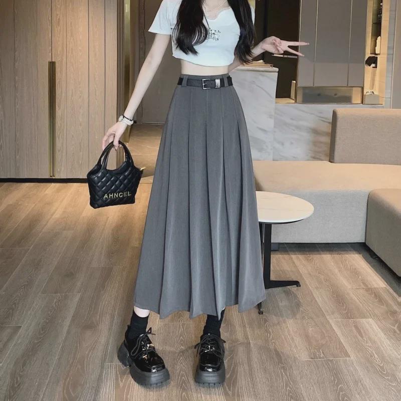 Belted High-End Original Women's Pleated Suit Skirt – New Spring/Summer Slim Fit Mid-Length