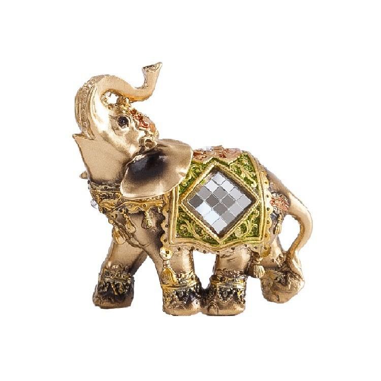 Resin Elephant Handicrafts Ornaments Lucky Feng Shui Green Elephant Statue Sculpture Wealth Figurine Ornament Home Desktop Decor
