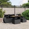 Vidaxl 6-Cz. Set di Mobili da Giardino con Cuscini, Polyrattan Nero