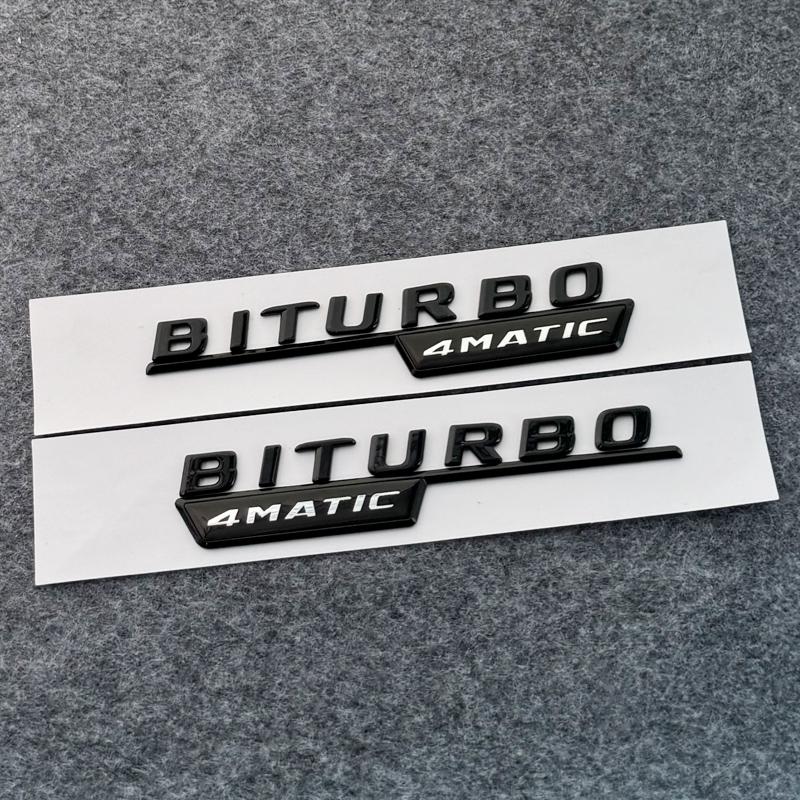 3D ABS Glossy Black Logo C43 Embelm Letters BITURBO 4MATIC Badge AMG Sticker For Mercedes Benz C43 W205 W206 AMG Accessories QM2