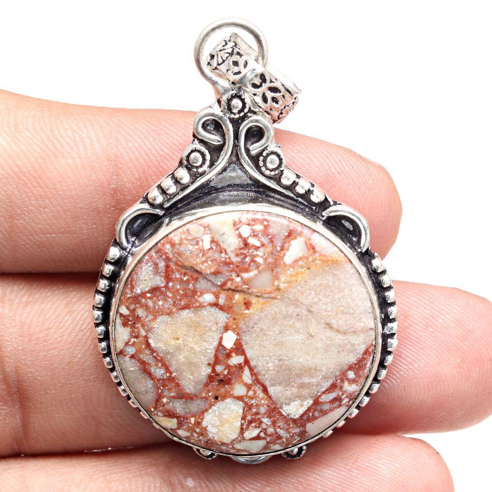 Pendant Wild Horse Jasper Gemstone Gift For Her Silver Jewelry 2.25"