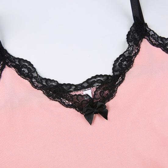 Women Nightgown V-neck Lace Trim Chemise Sleepwear Full Slip Bodycon Sleep Dress