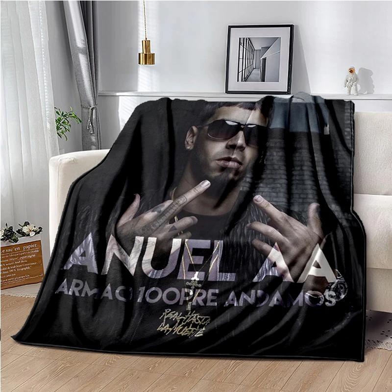 Anuel AA Rapper Hip Hop Singer Blanket Sofa Office Hiking Picnic Super Soft Quilt Fashion Flannel Throws Blanket Birthday Gift