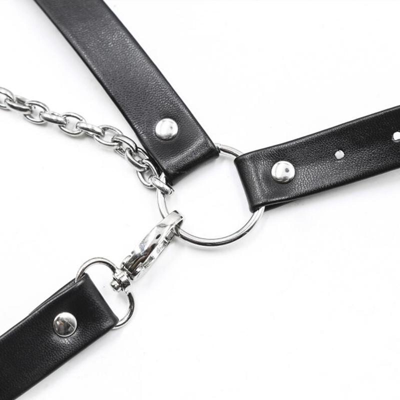New Sexy Faux Leather Female Chastity Leather Belts Underwear Restraint Bondage Panties Pants Metal Harness Strap for Women
