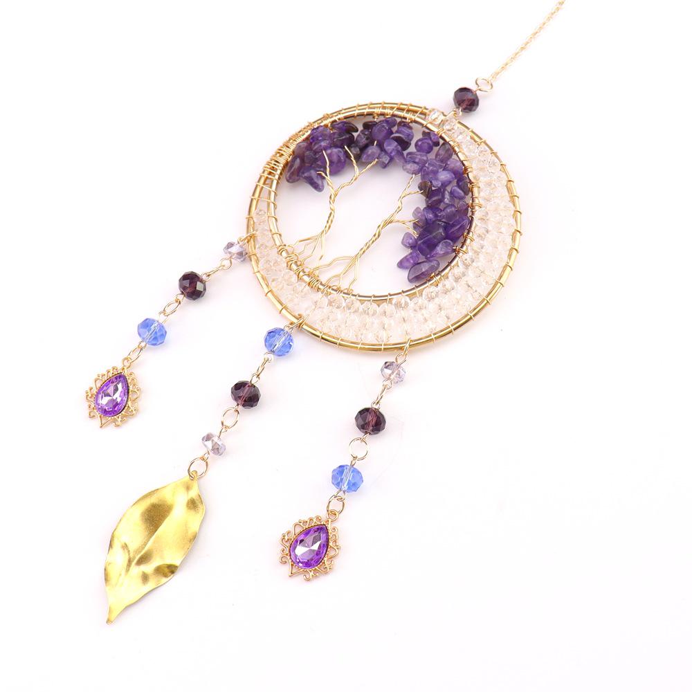 Handmade Sunlight Crystal Dream Catcher: Rainbow Wind Chime Pendant for Girl's Room Gift