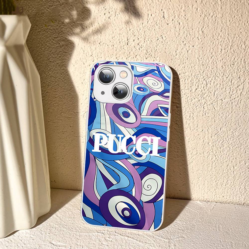 E-Emilio Logo Pucci For IPhone 14 13 12 Mini 11 Pro XS Max X XR 14 Plus Tempered Glass Cover