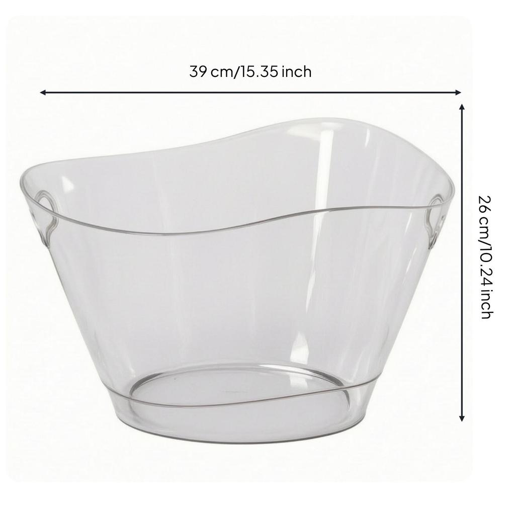 Ice Bucket Stable Flat Base, Clear Drink Bucket, Shatterproof, Beverage Tub, for