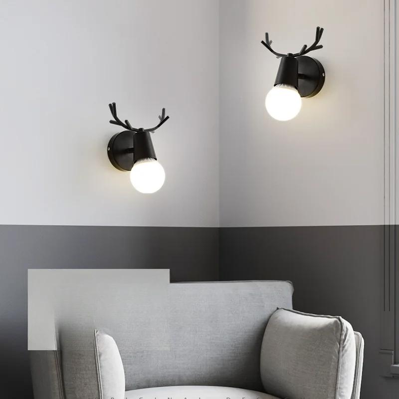 Deer Antler Wall Light Nordic Modern Adjustable Wall Sconces Colorful Cartoon Animal Lamp Mounted Children Room Reading Lighting