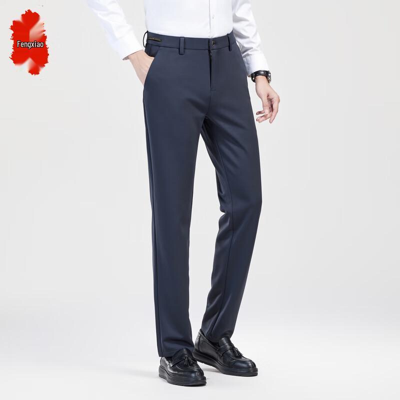 

Men s Winter Fleece-Lined Business Casual Straight-Fit Pants 32