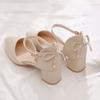 Spring Summer Fairy Style Thin-Strap High Heels - Bowknot with Golden Buckle Comfortable & Versatile