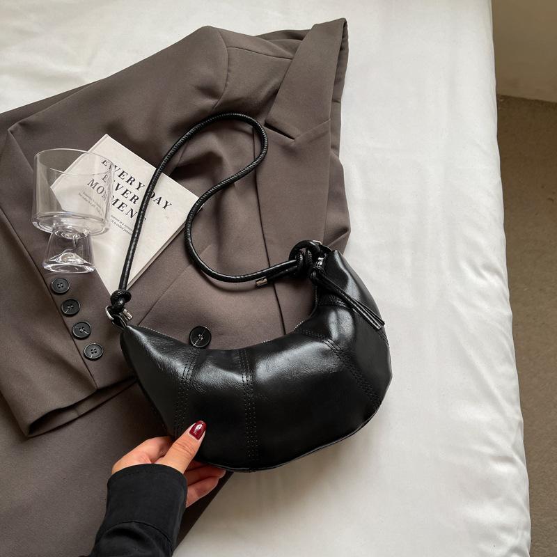 High-value Soft Leather Dumpling Bag Women's Trend Fashion Half-moon Croissant 2025 New Foreign Style Single Shoulder Oblique Span Women's Bag