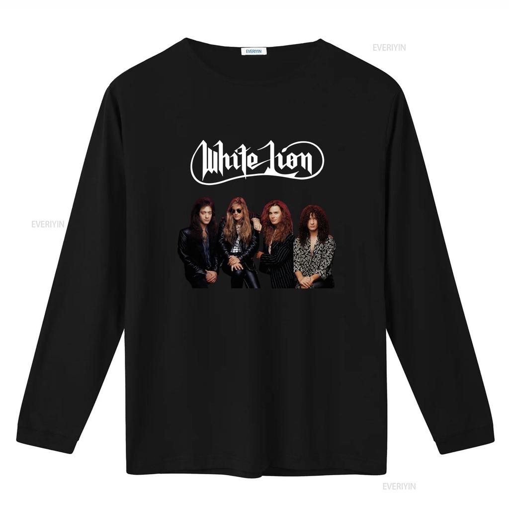 White Lion Band Maglietta Nera da Uomo Stile Rock Tutte le Taglie Disponibili AA597 Vintage Lavata Casual Traspirante Comoda Morbida
