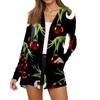 Women's Fashion Christmas Print Long-Sleeved Pocketed Slim-Fit Cardigan Coat