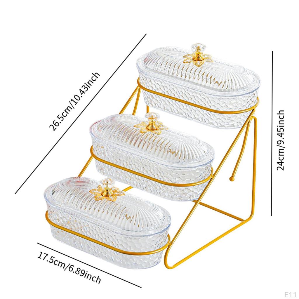 Fruit Basket Bowl Fruits Holder 3 Tier Versatile with Metal Stand Serving Tray for
