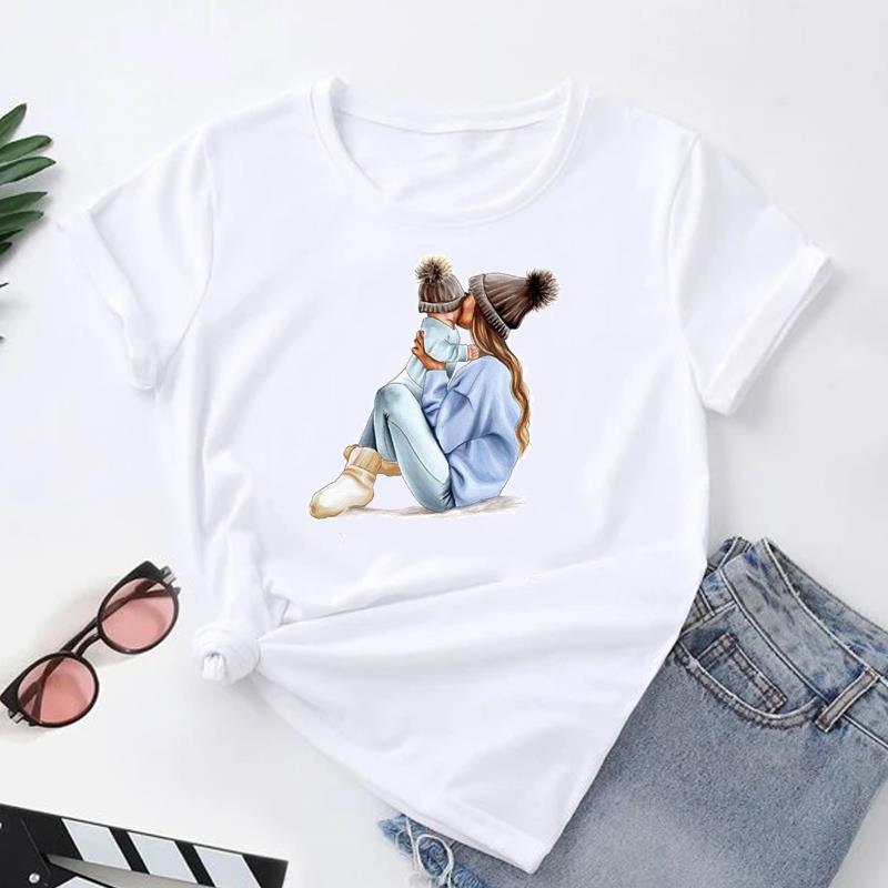 European size Women Print Tee Letter Mom Trend Mama Mother Top Fashion T Shirt Woman Female Clothing Short Sleeve Graphic T-shirts