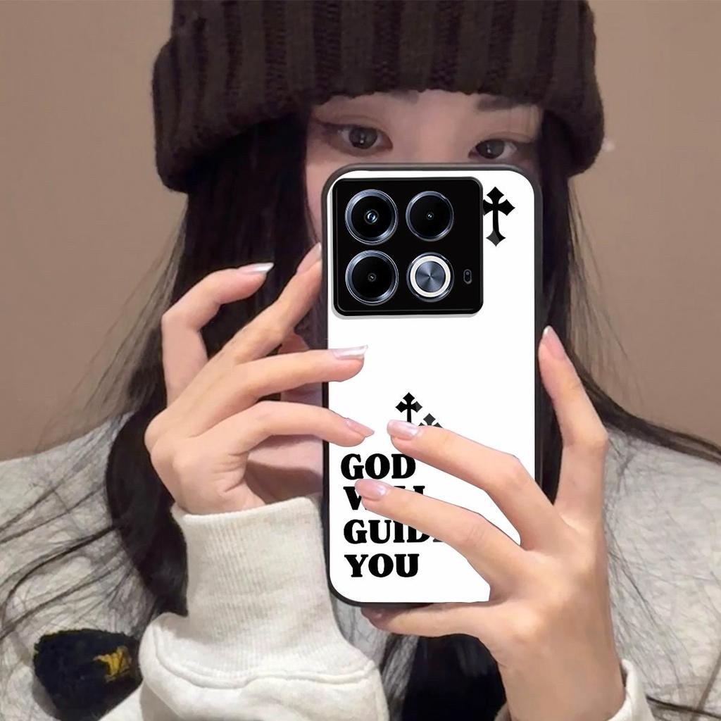 Retro Cross Letter Print Phone Case for infinix NOTE 40s 40 4G Acrylic TPU Hybrid Shockproof Cover
