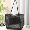 Beach Nylon Mesh Tote Bag, Casual Foldable Shoulder Backpack, Suitable for Beach Picnic and Vacation