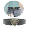 Women PU Leather Belt with Hollowed Heart Butterfly Snap Buckle Jeans Pants Belt Teens Girl Waistband 2000s Accessories