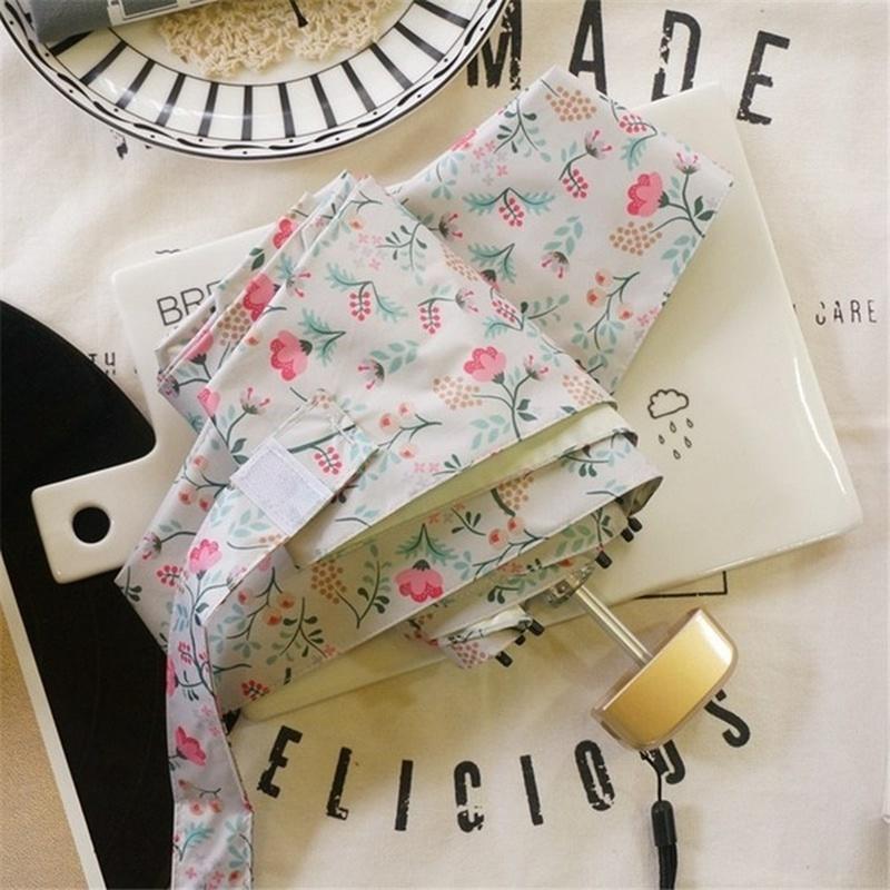 Dámské ultralehké mini ploché držadlo Pětidílný deštník květinový slunečný a deštivý deštník Rain &; Skladovací kabelka Lace Dembrella