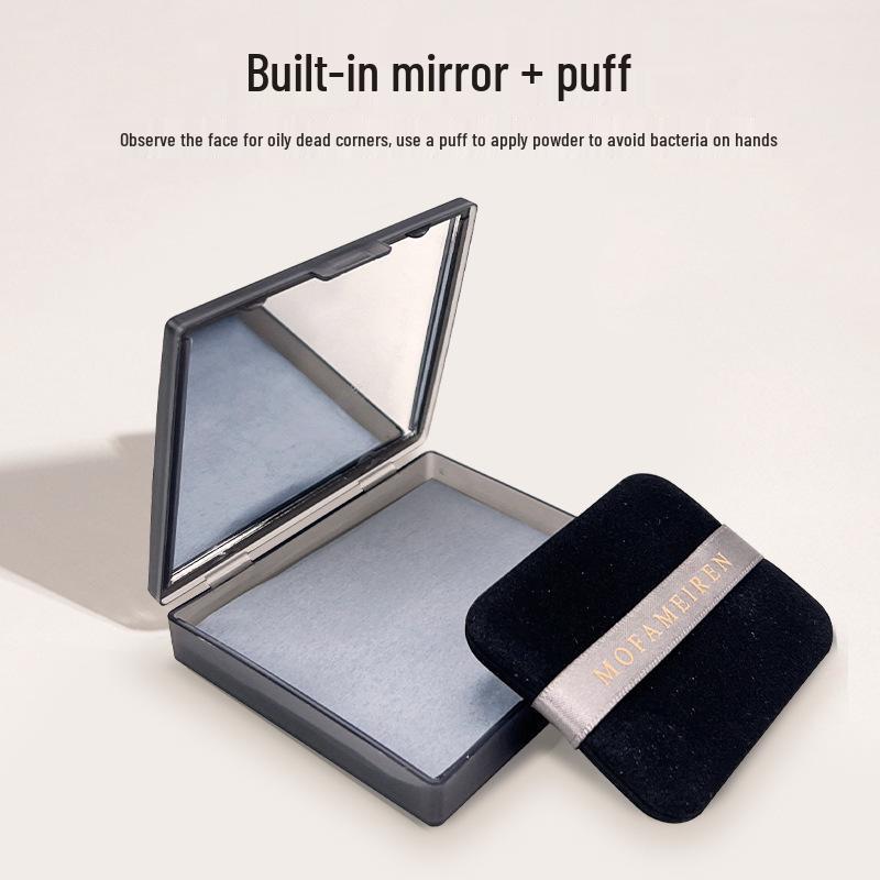 Portable Women's Oil-Control Loose Powder with Mirror & Oil-Absorbing Sheets