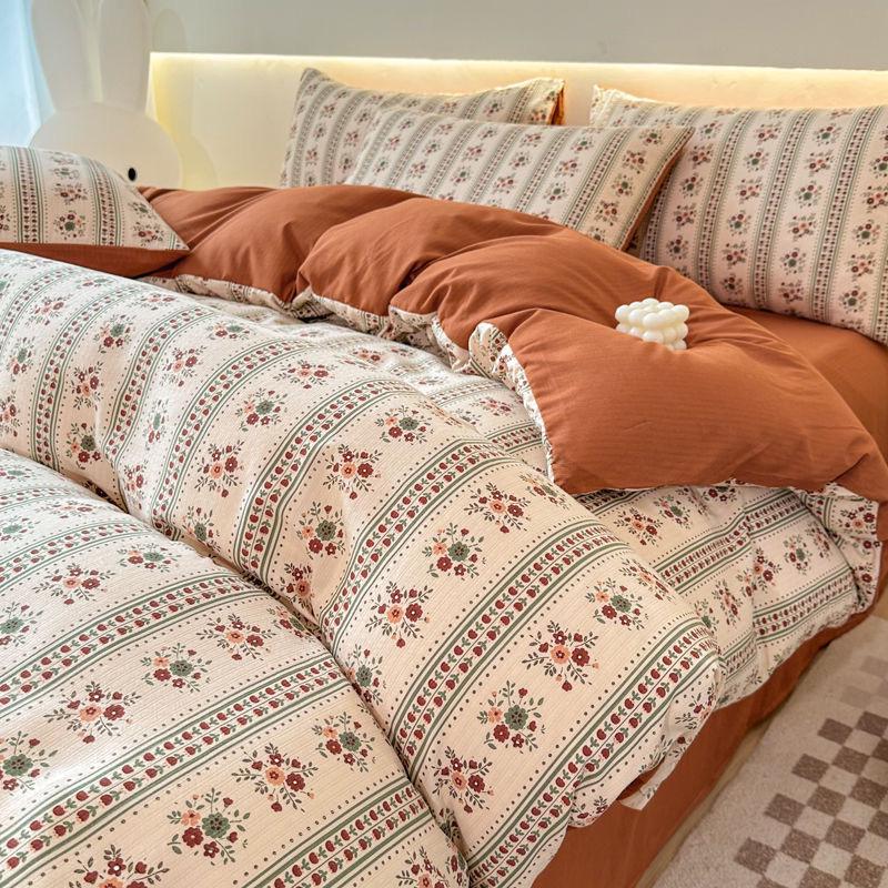 

Комплект из четырех предметов из бамбукового хлопка класса А, двухслойной мягкой цветочной марли для мам и малышей - Включает комплект из трех предметов для студенческого общежития 1.2m Bed 3-Piece (150*200 Duvet Cover)