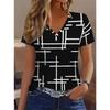 Women Summer T Shirt Geometric Pattern Print Short Sleeve Tees Casual Printed Tops