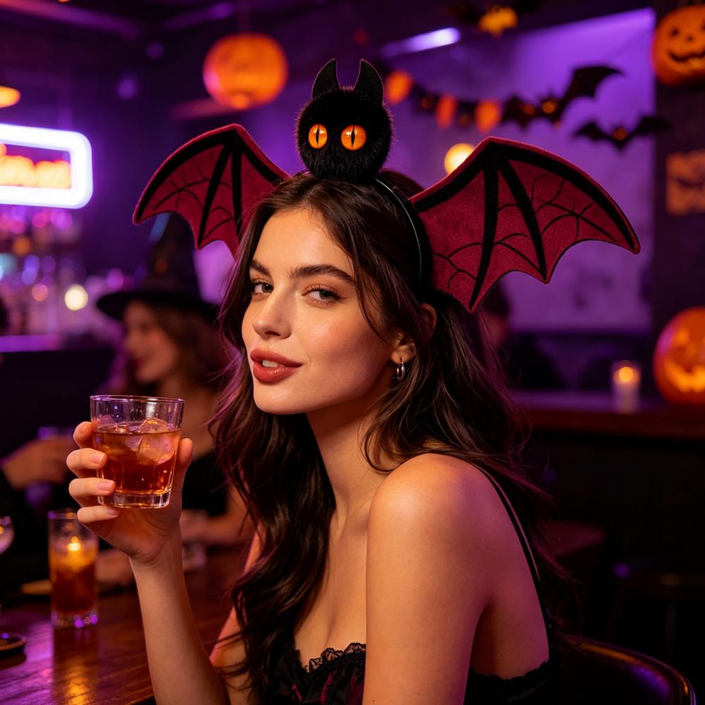 Bat Headband for Halloween Style Hairband for Women Halloween Bat Hairband Plush Headband Costume Cosplay Party for Women