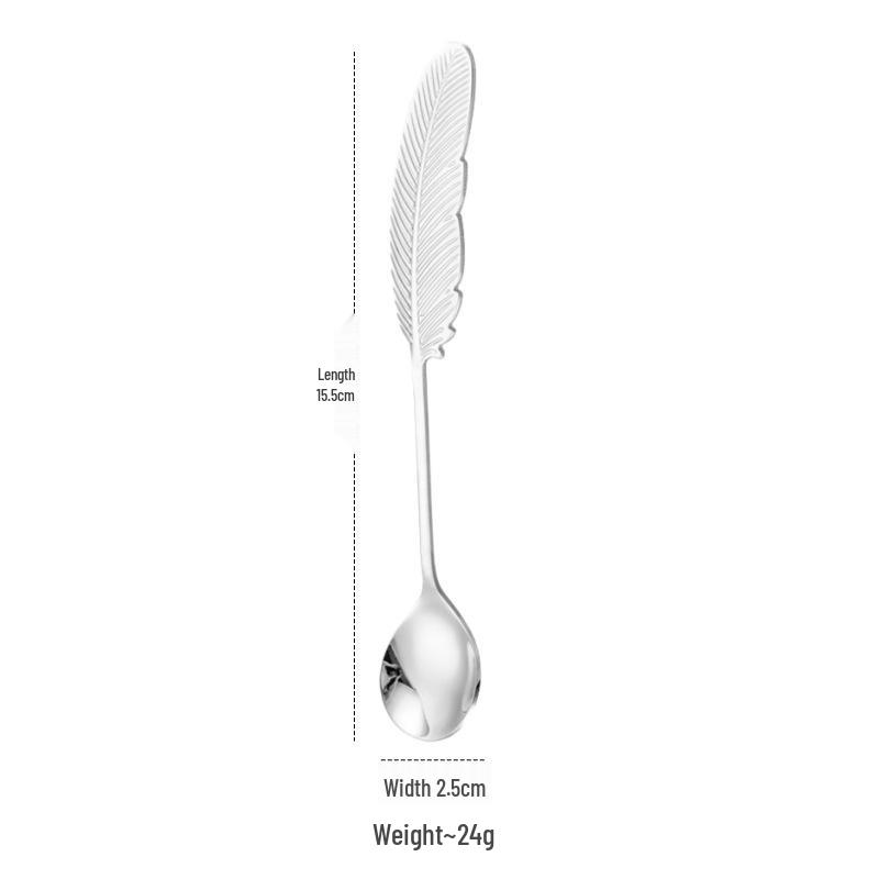 

Colorful 304 Stainless Steel Feather Spoon & Fork Set for Desserts and Coffee