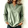 Women's Long Sleeve V-Neck Slim Fit Shirt for Everyday Wear with Fashionable Design