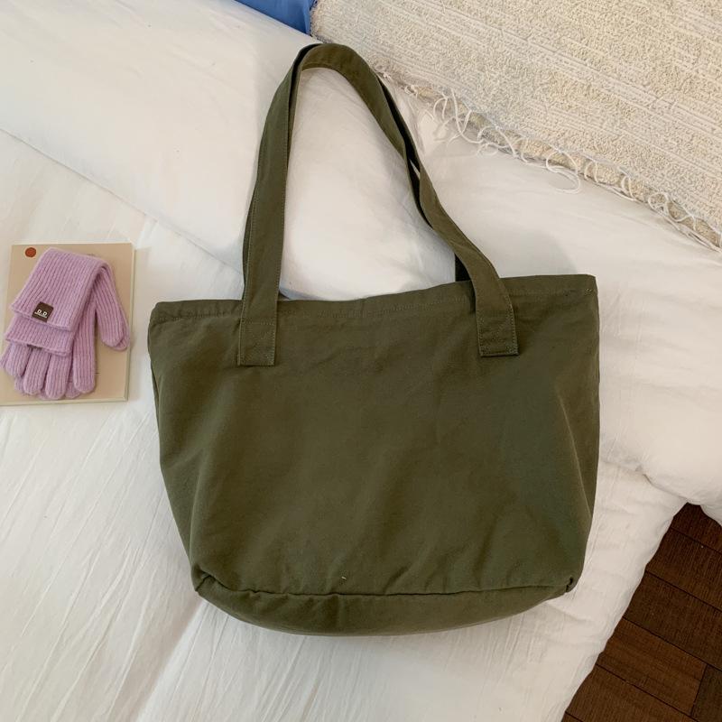 Canvas Bag Women's 2025 New Large-capacity Shoulder Tote Bag for College Students In Class Commuting Tote Bag Shopping Cloth Bag