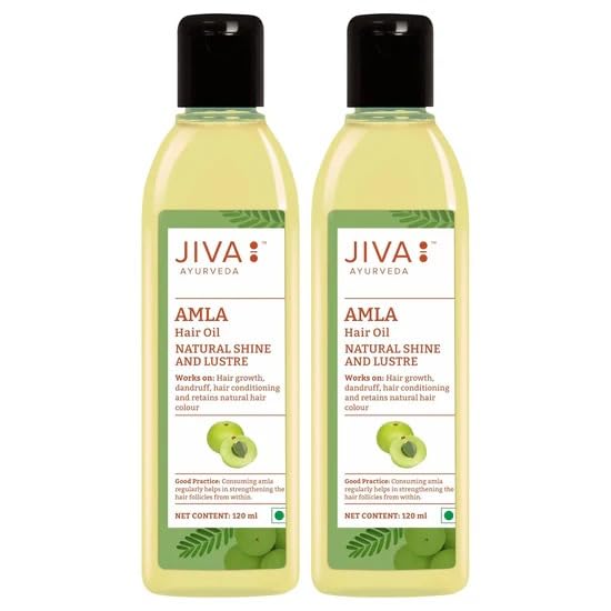 

Jiva Amla Hair Oil for All Hair Types - Nourishing & Strengthening Hair Growth Oil, 120ml X Pack of 2, Natural Hair Care Treatment