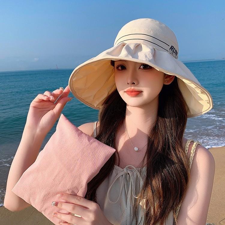 Kadınlar İçin Yeni Geniş Kenarlı Boş Üst Şapka Yaz Güneş Şapkası Yüz UV Güneş Korumalı Şapka UV Güneş Korumalı Balıkçı Güneş Şapkası