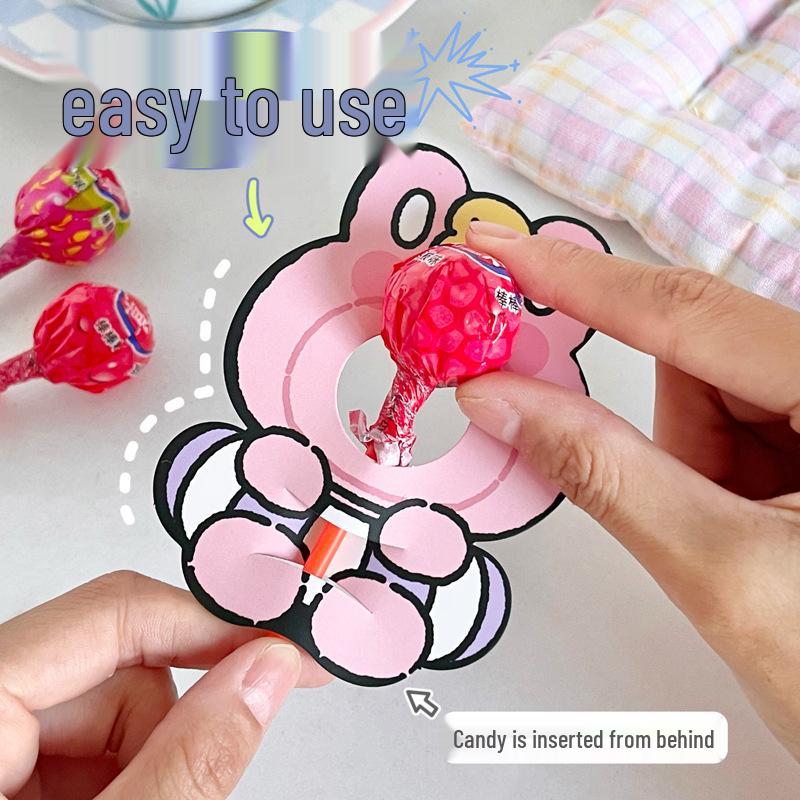 Qixi Wedding Cartoon Lollipop Card: Inspirational Blessing & Encouragement Greeting for Guests