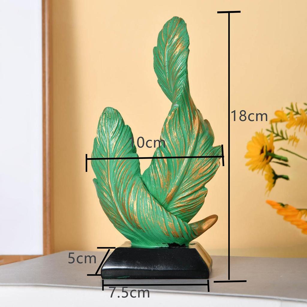 Double Feather Statue Home Accessory Decorative Figurine Table Centerpiece Modern Made of