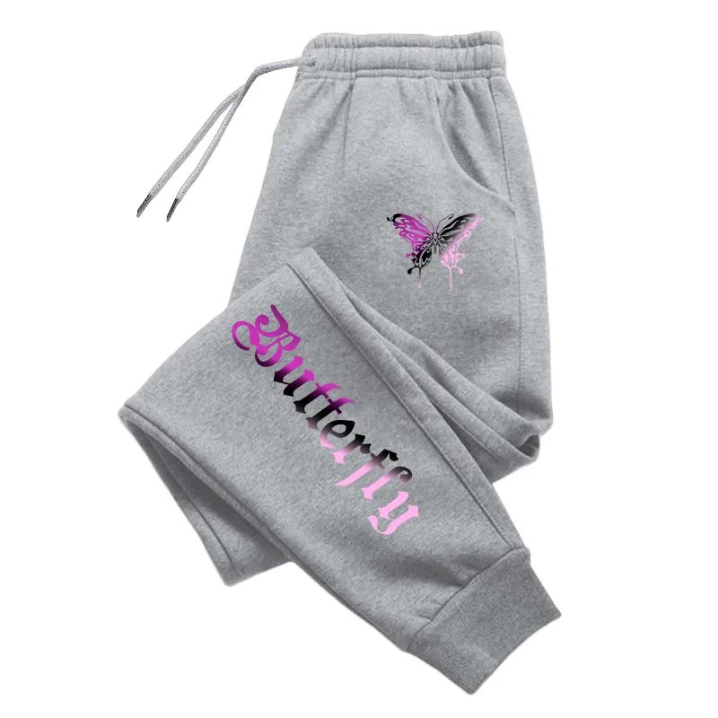 Autumn Women's Sweatpants Home Outdoor Casual Sport Jogger Pants Y2K Butterfly Letter Print Trousers Streetwear