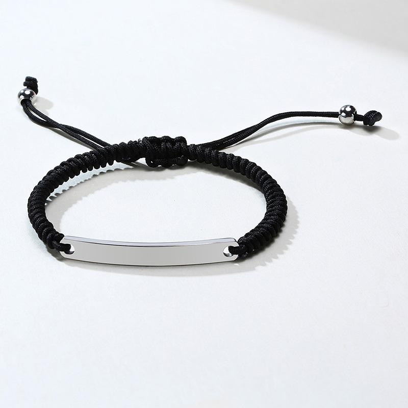 Personalized Braided String Bracelet with Rope ID Bracelet for Women ,Customized Rope Adjustable Charm Bracelets