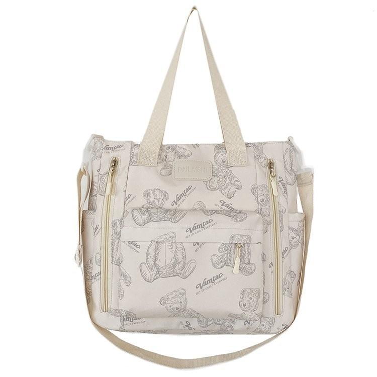 

Стильная холщовая сумка-тоут большой вместимости для женщин с модным принтом и мягкой тканью белый