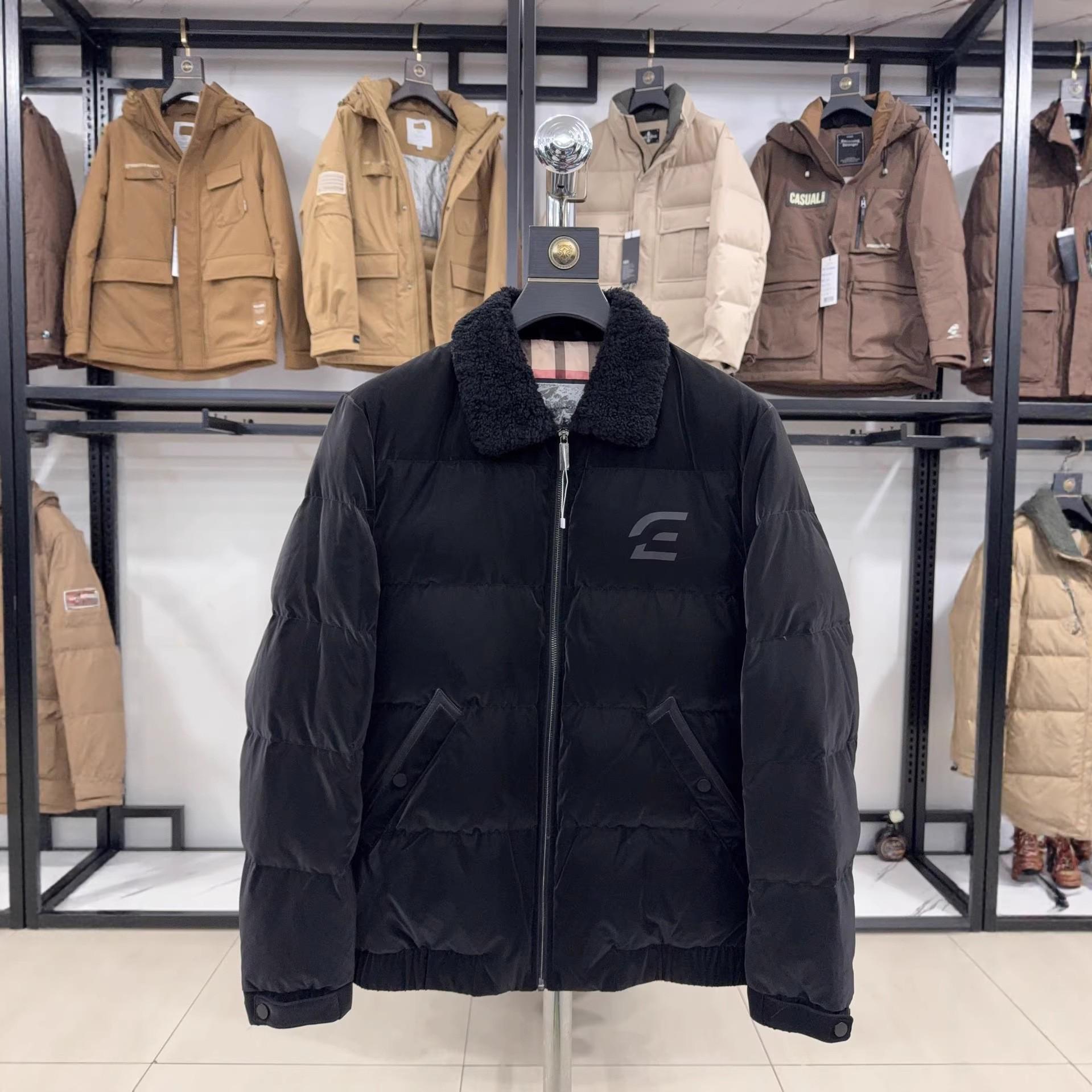 

H Brand Men s Black Lapel Down Jacket - 90% White Duck Down, Business Casual Warm Outerwear, Style 4D603A Size 170 (approx. 115-130 lbs) чорний
